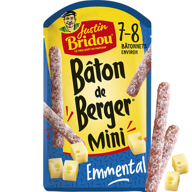 Saucisson Mini Bâton de Berger Emmental - JUSTIN BRIDOU - 80g - 8 bâtonnets