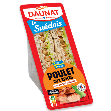 Sandwich Club Suédois poulet épices DAUNAT 135G