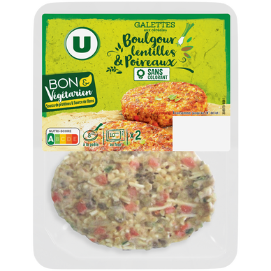 Galette boulgour lentilles poireaux bon et végétarien - x2 200g