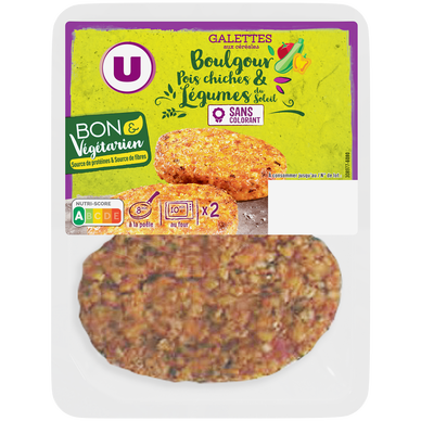 Galette boulgour, pois chiche et légumes du soleil bon et végétarien -x2 200g