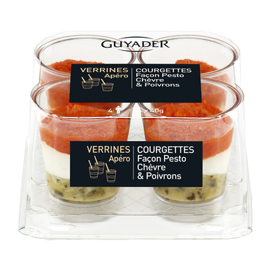 Verrines apéritives courgettes façon pesto chèvre et poivrons GUYADER,4x40g