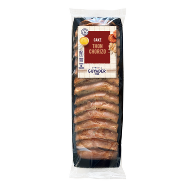 Cake tranché thon chorizo, GUYADER, 16 tranches, 180g