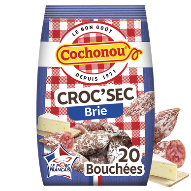 Saucisson Croc sec Porc Français - COCHONOU - 20 bouchées - 130g
