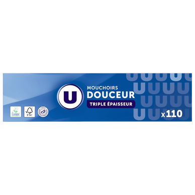 Mouchoirs blanc 3 plis  Boite de 110 mouchoirs
