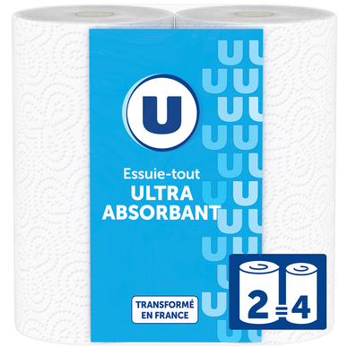 Essuie-tout blanc compact x2 = 4 rouleaux