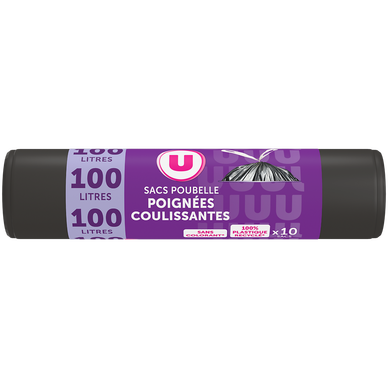 Sacs poubelle 100% recyclé liens coulissants - 100L - x10