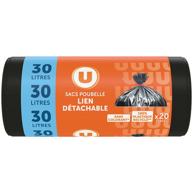 Sacs poubelle 100% recyclé lien classique - 30L - x20