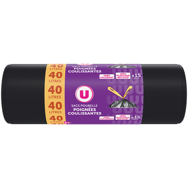 Sacs poubelle poignée coulissantes - 40L - x15