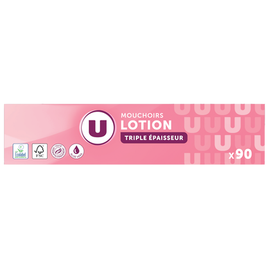 Mouchoirs 3 plis blanc lotion  boîte de 90