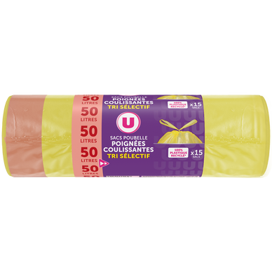 Sacs poubelle poignée coulissantes spécial tri selectif - 50L - x15