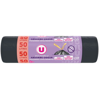 Sac poubelle liens coulissants odeur lavande - 50L - x10