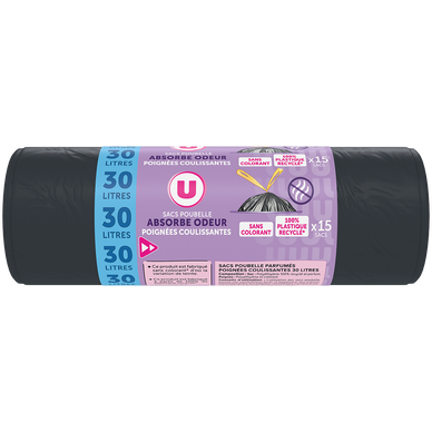 Sac poubelle liens coulissants U Devor odeur lavande - 30L - x15