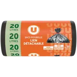 Sacs poubelle 100% recyclés à lien - 20L - x20