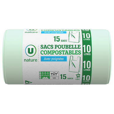 Sacs poubelles compostables - 10L - x15