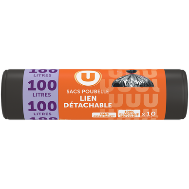 Sacs poubelle 100% recyclé lien classique - 100L - x10