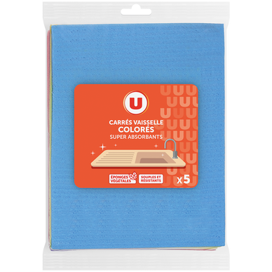 Carrés vaisselle colorés super absorbants  x5