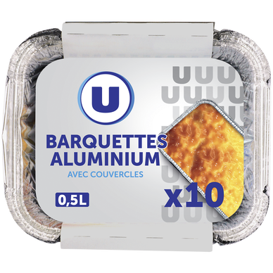 Barquettes profondes en aluminium empilables  0,5l, x10