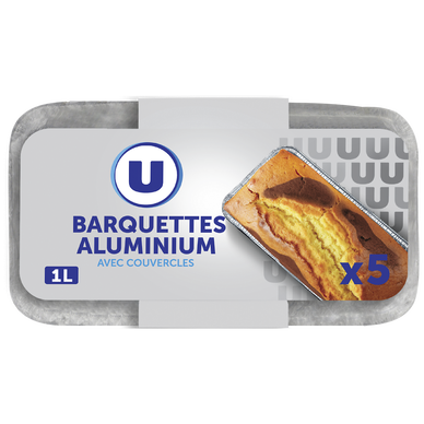 Barquettes profondes en aluminium empilables  x5, 1l