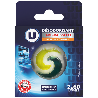 Désodorisant lave-vaiselle U parfum citron x2
