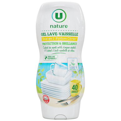 Gel lave-vaisselle tout en 1 parfum citron  flacon de 720ml
