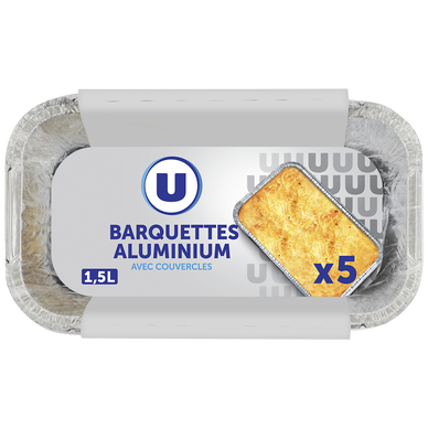 Barquettes profondes en aluminium empilables  1,5l, x5