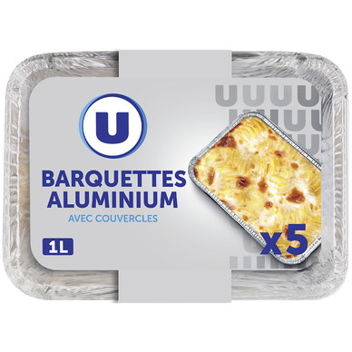 Barquettes plates en aluminium empilables  x5, 1l