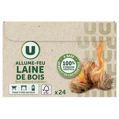 Allume-feu laine de bois, x24