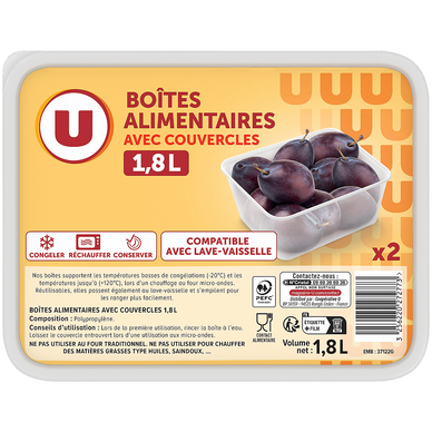 Boîtes plastiques micro-ondes,  2x1,8 litres