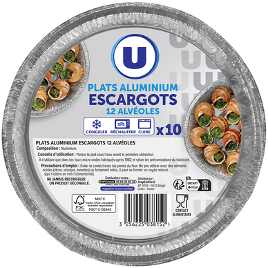Plats aluminium escargots 12 alvéoles  x10