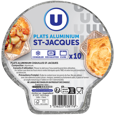 Plats aluminium coquilles St-Jacques  x10