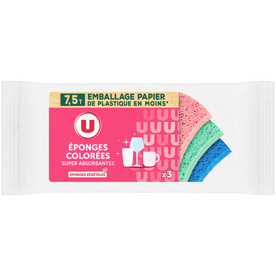 Eponge végétale colorée - x3