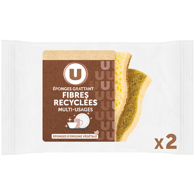 Eponge grattante fibres recyclées multi-usages - x2