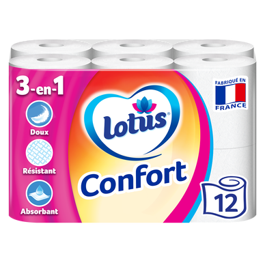 Papier toilette confort LOTUS 2P x12 rouleaux