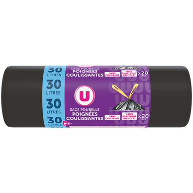 Sacs poubelle 100% recyclé coulissants - 30L - x20