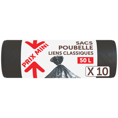 Sacs poubelle liens classiques PRIX MINI - 50L - x10