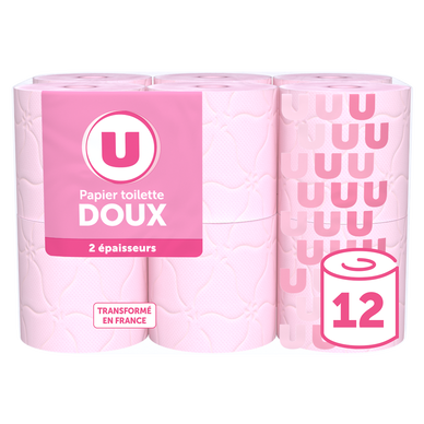 Papier toilette doux rose 2 plis  x12 rouleaux