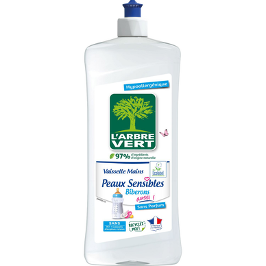Liquide vaisselle mains biberons peaux sensibles ARBRE VERT flacon 750ml
