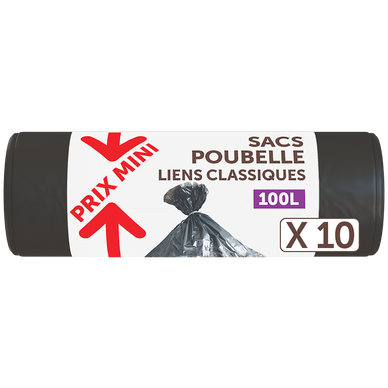 Sacs poubelle liens classiques PRIX MINI - 100L - x10