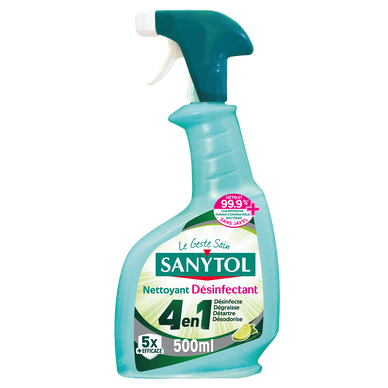 Nettoyant désinfectant fresh SANYTOL 4 actions protection, spray de 500ml