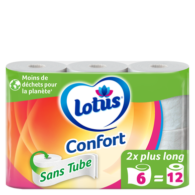 Papier toilette confort sans tube LOTUS 2P x6 rouleaux