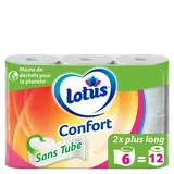 Papier toilette confort sans tube LOTUS 2P x6 rouleaux
