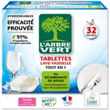 Tablette lave vsl tout-en-1 écolabel L'ARBRE VERT x32doses90% d'ingrédients d'origine naturelle