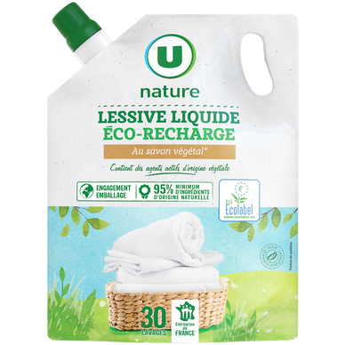 Lessive liquide - Savon végétal - 30 lavages - RECHARGE - 1.5 l