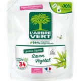 L'ARBRE VERT - Lessive liquide - Hypoallergénique - Savon végétal - 34lavages - RECHARGE - 1.53 l