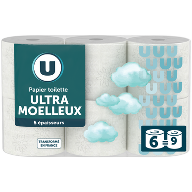 Papier toilette 5 plis maxi, 6=9 rouleaux
