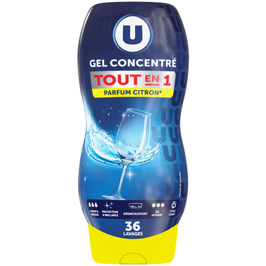 Gel lave-vaisselle tout en 1 parfum citron flacon 720ml