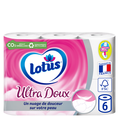 Papier toilette ouaté ultra doux aqua-tube Lotus 2P x6 rlx
