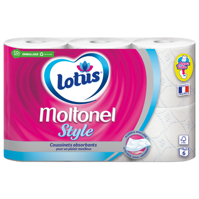 Papier toilette aquatube MOLTONEL style, 6 rouleaux