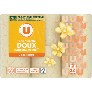 Papier toilette 2 plis parfumé monoï des îles  12 rouleaux