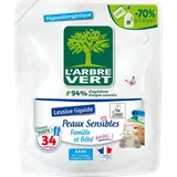 L'ARBRE VERT - Lessive liquide - Pour bébé,Hypoallergénique - Non définie - Non définie - 34 lavages - RECHARGE - 1.53 l